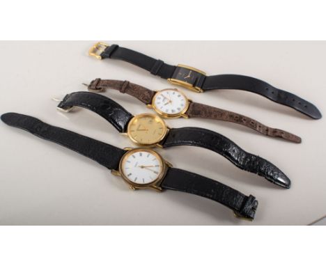 Quantity of modern gold plated wrist watches, Citizen etc, and a gold plated Dupont lighter, hobnail pattern.