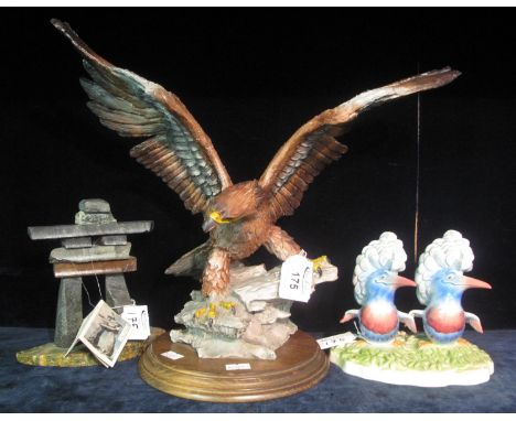 Goebel West German 'Maggie Pye and Mabel Tree' bird group, together with a composite study of an eagle with rockwork and a Ca