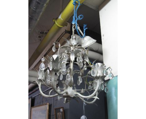 Modern small chandelier-type metal centre light fitting with prismatic droppers, together with a separate bag containing a nu