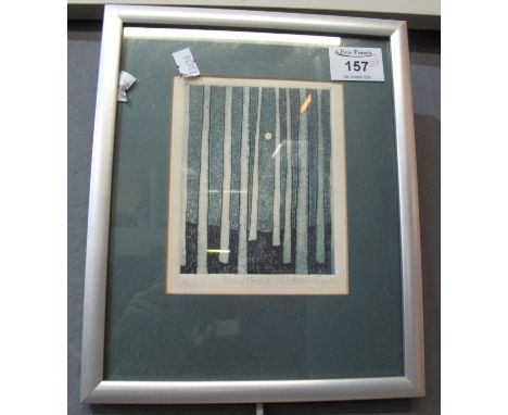 Catherine Grubb (Welsh 20th Century), 'Pine Forest', uncoloured etching, no. 36/40, signed in pencil by the artist, 12.5 x 9.