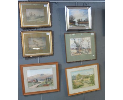 Hugh F Adams, country scenes with crofts or cottages, probably Irish, two similar, signed, watercolours, 25 x 35cm approx and