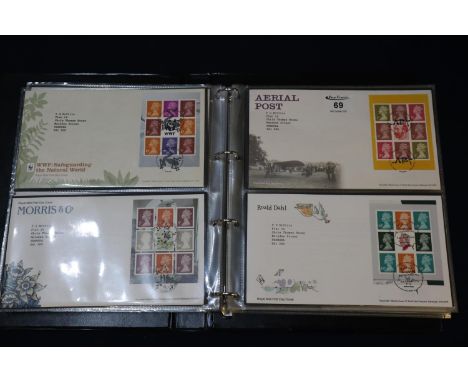 Great Britain stamp collection of Prestige multi value panes on First Day Covers, 1990 to 2019, in black album. 