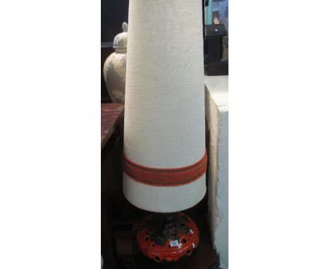 1970's style two handled baluster shaped lava design lamp base with tall fabric shade. (B.P. 21% + VAT) 