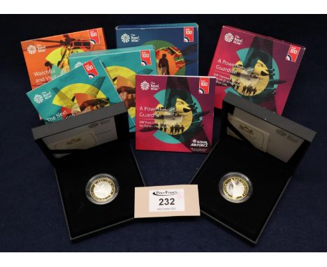 Royal Mint RAF Centenary Vulcan bomber £2 silver Piedfort coin, 'A Powerful Guardian', Royal Mint RAF Centenary badge, £2 sil
