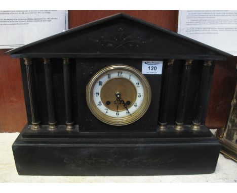 Victorian black slate architectural mantel clock now with battery movement.(B.P. 21% + VAT) 