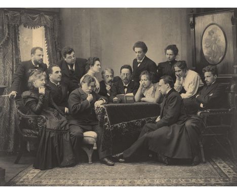   Pavlov, Pjotr Petrovich: Group portrait of Anton Chekov reading his play "The Seagull" to the Moscow Art Theater Company  G
