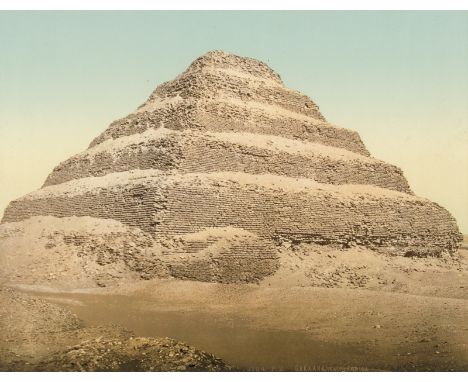   Photochromes: Egyptian views  Views of Cairo and the Sakkara pyramid. 1890s. 5 photochromes. Circa 21 x 27 cm. Each with gi