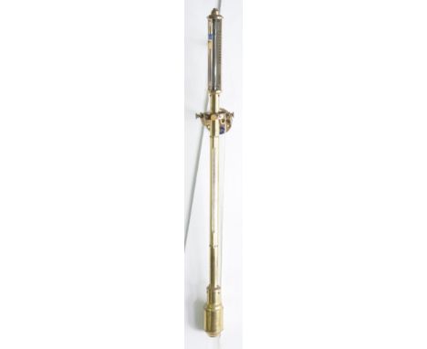 A brass ship's stick type barometer and gimbal mount, 20th century
By Yarley Brothers, Norwich, No.133
Of cylindrical form, t