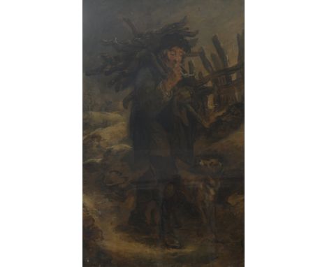 19th Century British School, 'figure and dog on path'
Painted portraying an elderly gentleman smoking a pipe and carrying a b