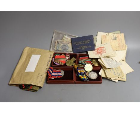 Three pairs of Polish Army shoulders pads, four U.S.S.R, Jubilee Medals, buttons, brooches and  WWI medal group to Pte. G. Hu