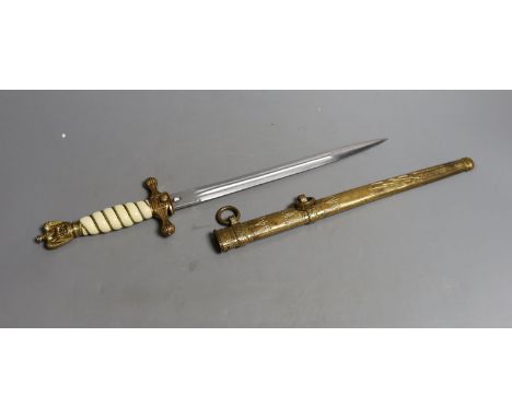 An original WWII German Luftwaffe officer's dagger, 2nd pattern, no maker,42 cms long.