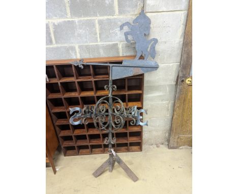 A wrought iron weather vane, width 90cm