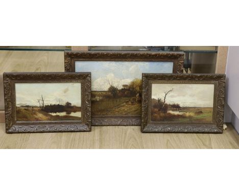 William Manners (1860-1930), three oils on panel, River landscapes, signed and dated 1891/93, 30 x 48cm and 19 x 31cm