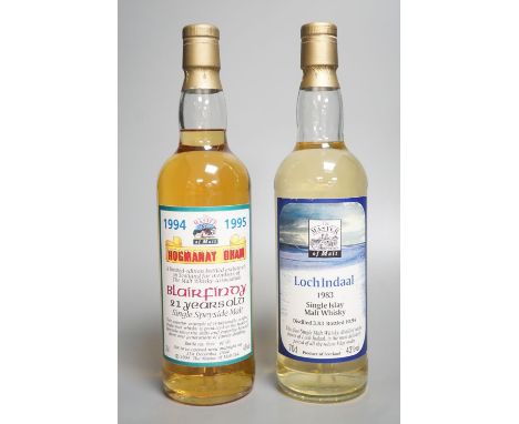 Two limited edition 'Master of Malt' series whiskies: 1983 Loch Indaal, distilled 3.83 bottled 10.94. together with 1994/5 21