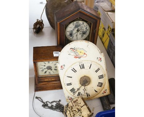 An early 19th century Dutch longcase timepiece movement, a late 29th century American shelf clock and a German mantel clock (