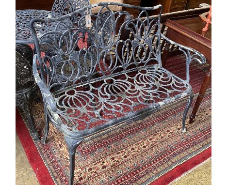 A painted aluminium garden bench, length 118cm, depth 44cm, height 98cm