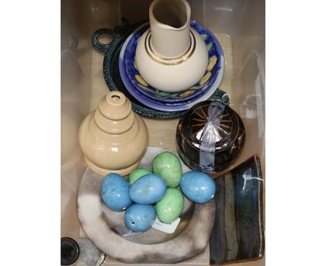 A Chris Speyer, Yerja Ceramics bowl and a collection of modern studio pottery, including a small rectangular platter by Hyme 