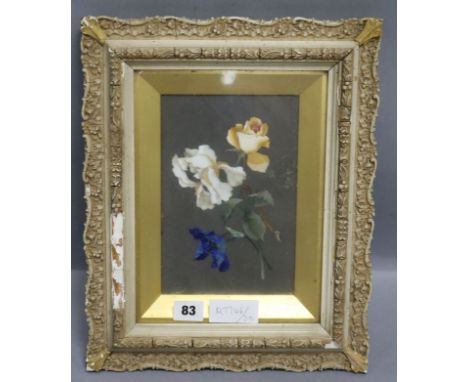 A Derbyshire pietra dura panel, framed 21 x 14cm