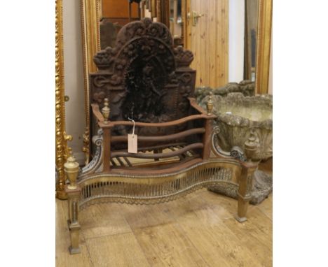 A George III brass and iron fire grate W.76cm