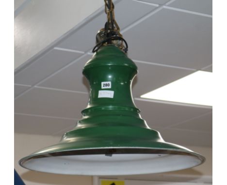 A 1930's railway lamp and shade base of shade diameter 60cm