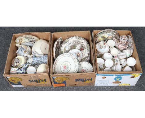 Three boxes of miscellaneous, to include Royal Doulton, Spode, Capodimonte etc.  