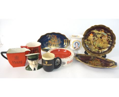 SELECTION OF CARLTON WARE
including a Haig Scotch Whisky ashtray and matching water jug, The Red Lion tankard, Guinness tanka