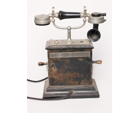 A K Telegrafverkets Verkstad Stocholm vintage telephone, height 32cm. Condition - case quite worn, handset needs re-wiring bu