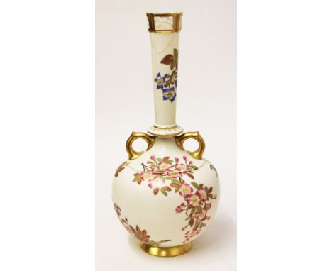 A Royal Worcester blush ivory vase, height 35cm. Condition - large chip repaired to top rim, no further damage, general wear.