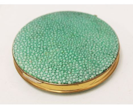 A vintage stratton shagreen compact, diam. 7cm