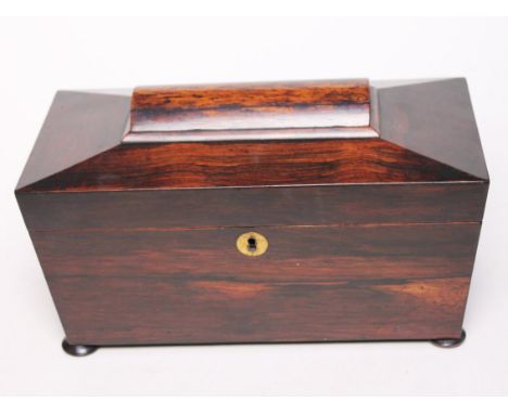 A 19th Century rosewood sarcophagus tea caddy. L30cm