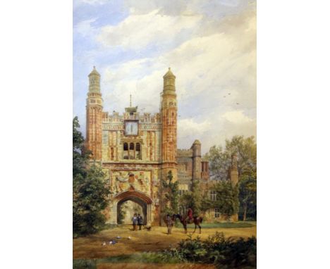 G. R. Clarke and another. Two watercolours. Architectural scenes. 58cm x 39cm and 32cm x 20cm. Larger one signed and dated 18