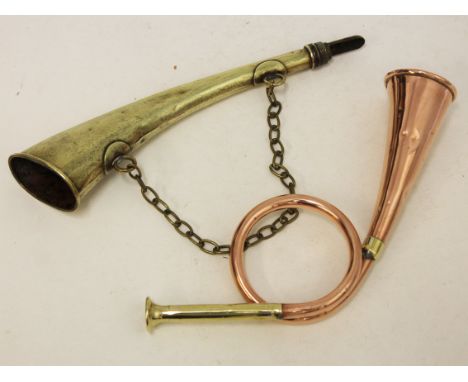 Two hunting horns. Condition - general wear.