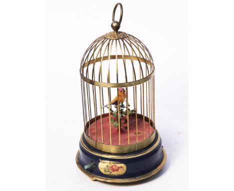 A modern singing bird automaton, height 32cm. Condition - not currently running, general wear to all parts.