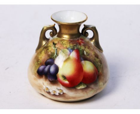 A Royal Worcester vase decorated with fruit signed E Townsend, height 8cm. Condition - general wear to decoration only, no ch