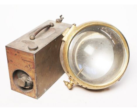 A large Carl Zeiss Jena spot lamp, diam. 27cm, together with an item labelled 'Willocq-Bottin London Bruxelles'. Condition - 
