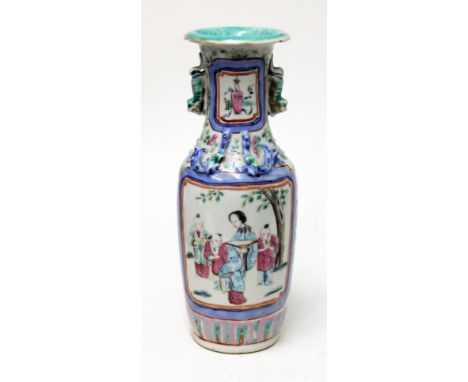 A Chinese porcelain famille rose vase, height 26cm. Condition - very good, no damage/restoration, wear to gilding only.