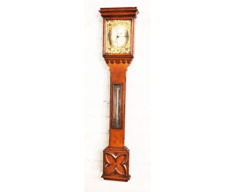 An oak stick barometer. L89cm