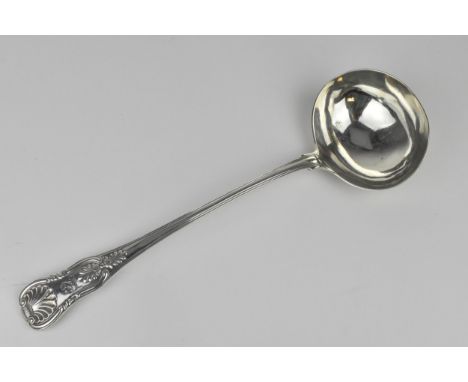 A George IV silver ladle by William Chawner II, London 1826, in the King's pattern with shell to the back of the bowl, 33 cm 