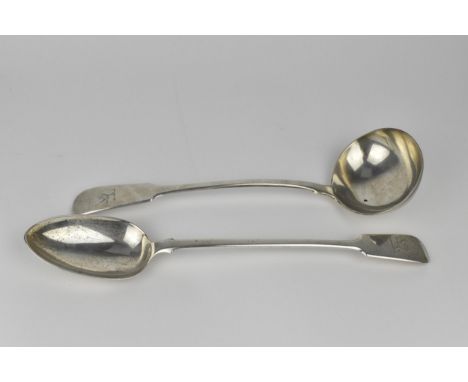 A Victorian silver basting spoon by Thomas Hart Stone, Exeter 1866, together with an Edwardian silver ladle spoon, London 190