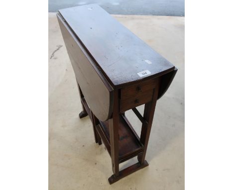 Unusual 19th/20th C mahogany drop-leaf gate leg table with under tier 