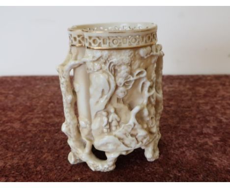 Royal Worcester No. 956 Oriental style vase/brush pot (height 12cm) 