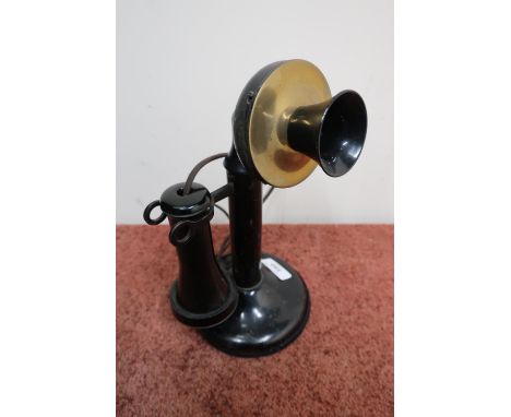 Early 20th C stick telephone with lift up receiver 