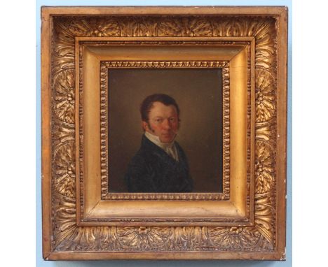 Haber (late 18th / early 19th century), 1821, half-length small portrait of a young man wearing black frock coat and white co