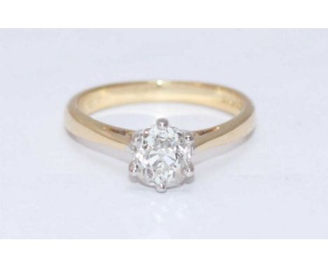 An 18ct gold solitaire diamond ring, six-claw set with an old-cut diamond, K colour, SI2 clarity, approximate diamond weight 