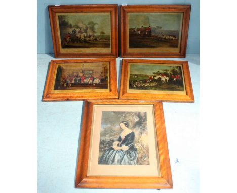 A set of four F.C. Turner 'Bachelor's Hall' coloured prints of hunting scenes, glazed and framed, approximately 32x39cm toget