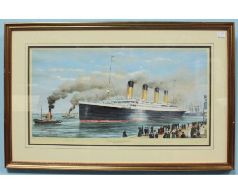 After S.W. Fisher, 'Titanic, The Maiden Voyage,' signed in pencil by the artist and also signed by Titanic survivors Millvina