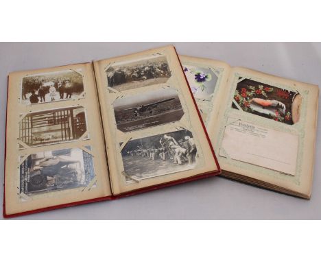 Approximately 120 postcards in two albums, including Stephen Cribb crowd scenes at Fratton Park, Pompey Captain Albert Buick 