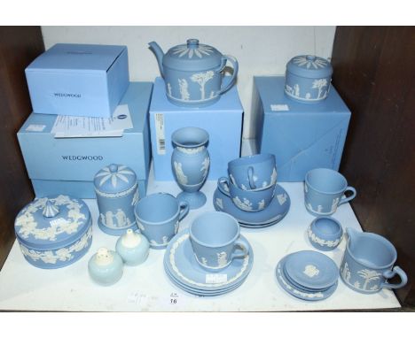 SECTION 16. A collection of assorted Wedgwood Jasperware pottery items including a signed, limited edition 'Brewster Teapot' 