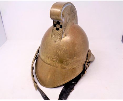 A vintage brass fireman's helmet, New South Wales Fire Brigade 