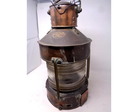 A copper ship's lamp by Telford, Grier &amp; Mackay of Glasgow 